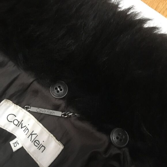Calvin Klein down puffer jacket with fur collar XS - Picture 10 of 16